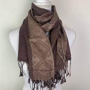 100% Cashmere Pashmina scarf *New*  brown tan bronze gold